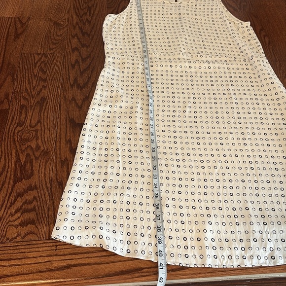 Nordstrom Collection SILK sleeveless dress shift midi dress white blk circles 10 - Picture 10 of 13